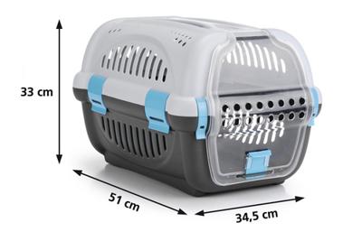 Beeztees Transportbox Rhino, 51 x 34, 5 x 33 cm, grijs/blauw