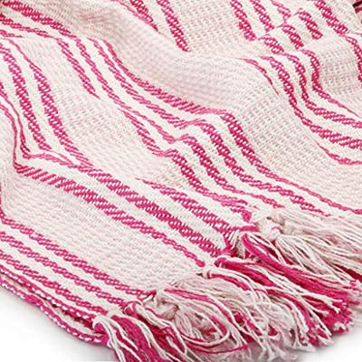VidaXL Plaid strepen 160x210 cm katoen roze en wit
