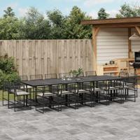 17-delige Tuinset met kussens poly rattan zwart - thumbnail