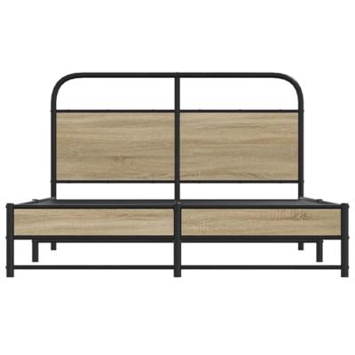 Bedframe zonder matras bewerkt hout gerookt eiken 135x190 cm Bedframe zonder matras bewerkt hout gerookt eiken 135x190 cm