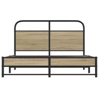 Bedframe zonder matras bewerkt hout gerookt eiken 135x190 cm - thumbnail