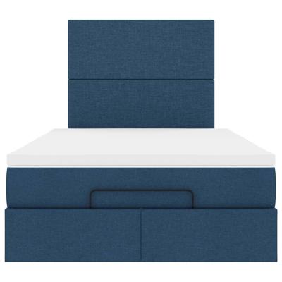 Ottoman bed met matras en LED's 120x190 cm stof blauw