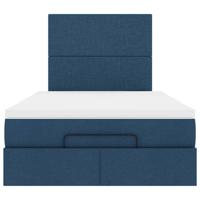 Ottoman bed met matras en LED's 120x190 cm stof blauw - thumbnail