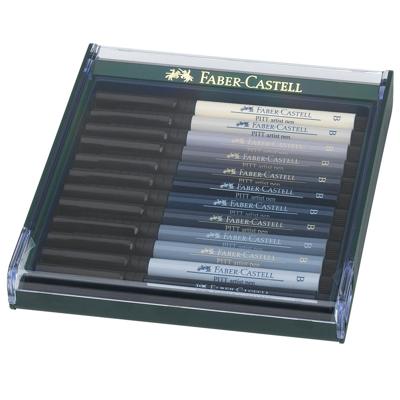 Faber Castell Tekenstift Pitt Artist Pen Brush - set 12 stuks - grijstinten