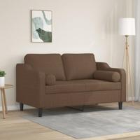 Tweezitsbank met sierkussens 120 cm stof bruin - thumbnail