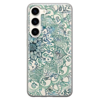Samsung Galaxy S23 siliconen hoesje - Mandala blauw