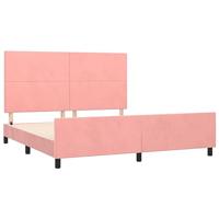 Bedframe met hoofdeinde fluweel roze 180x200 cm - thumbnail