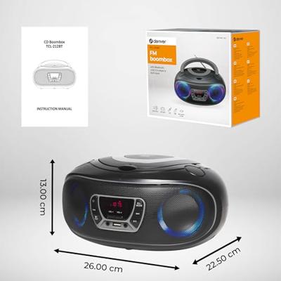 Denver TCL-212BT Radio/CD-speler VHF (FM) AUX, CD, USB, Bluetooth Sfeerverlichting Grijs - thumbnail