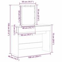 Kaptafel artisanaal eikenkleurig 100 x 40 x 130 cm Bewerkt hout - thumbnail