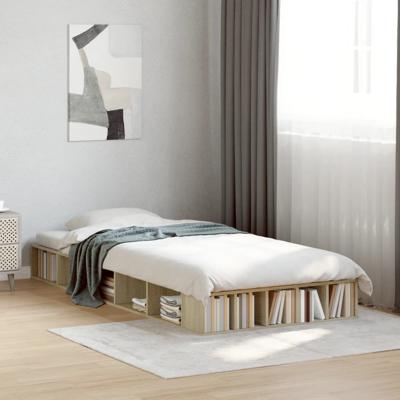 Bedframe bewerkt hout sonoma eikenkleurig 100x200 cm - thumbnail