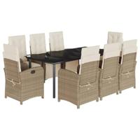 9-delige Tuinset met kussens poly rattan beige - thumbnail