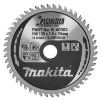 Makita Cirkelzaagblad voor Aluminium | Specialized | Ø 136mm Asgat 20mm 50T - B-40303 - thumbnail
