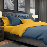 The One Dekbedovertrek Classic Indigo Blue / Gold-140x220cm - thumbnail