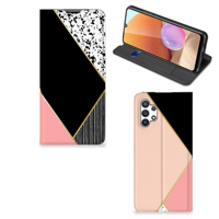 Samsung Galaxy A32 4G | A32 5G Enterprise Editie Stand Case Zwart Roze Vormen - thumbnail