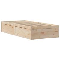 Bedframe met hoofdbord massief grenenhout 75x190 cm - thumbnail