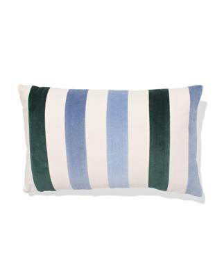 HEMA Kussenhoes 50x30cm velours strepen blauw (blauw)