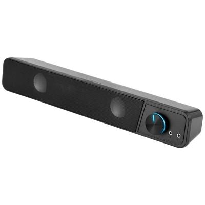 Speedlink BRIO Stereo Soundbar - met uitstekende geluidskwaliteit, 12 watt, compact ontwerp, 2x 3,5 mm jackplug aansluiting, USB-A-plug, met volumeregeling, koptelefoon- en microfoonaansluiting, zwart
