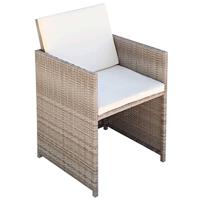 VidaXL Tuinstoelen 2 st met kussens poly rattan beige - thumbnail