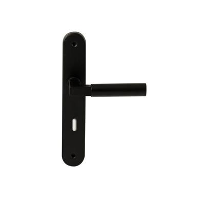 Hardbrass Deurkruk Ottawa op ovaal langschild sleutelgat 72mm - zwart