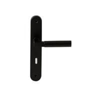 Hardbrass Deurkruk Ottawa op ovaal langschild sleutelgat 72mm - zwart - thumbnail