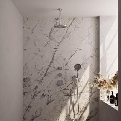 Brauer Chrome Carving Thermostatische Regendoucheset Inbouw - Hoofddouche 20 cm - Handdouche 3 Standen - Doucheslang - Wandaansluitbocht - Chroom