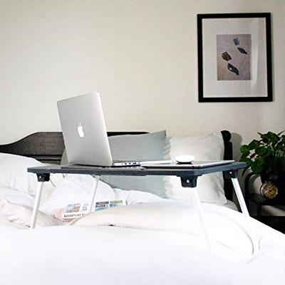 QUVIO Bedtafel voor laptop, onbijt of boek - Uitklapbaar - Zwart