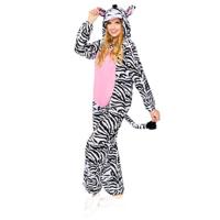 Zebra Onesie Met Capuchon Volwassenen - thumbnail