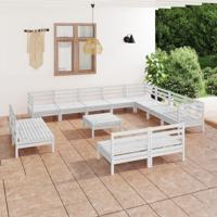 13-delige Loungeset massief grenenhout wit - thumbnail