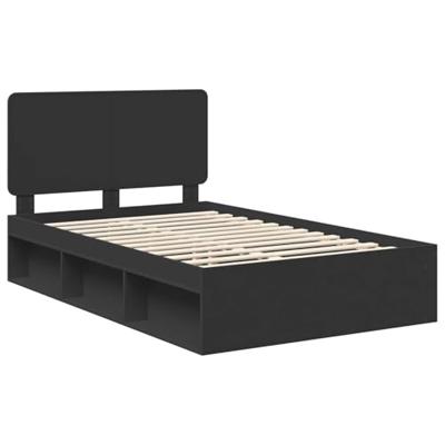 Bedframe met hoofdeinde Zwart 120 x 190 cm Massief grenenhout