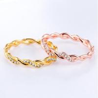 Eenvoudige stijlvolle dames volledige Rhinestone Twist modellering Ring (gouden VS grootte: 9) - thumbnail