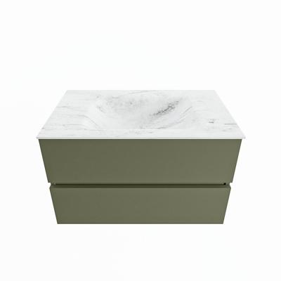 MONDIAZ VICA-DLUX 80cm badmeubel onderkast Army 2 lades. Inbouw wastafel CLOUD midden 1 kraangat, kleur Opalo. MONDIAZ VICA-DLUX 80cm badmeubel onderkast Army 2 lades. Inbouw wastafel CLOUD midden 1 kraangat, kleur Opalo.