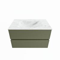 MONDIAZ VICA-DLUX 80cm badmeubel onderkast Army 2 lades. Inbouw wastafel CLOUD midden 1 kraangat, kleur Opalo. - thumbnail