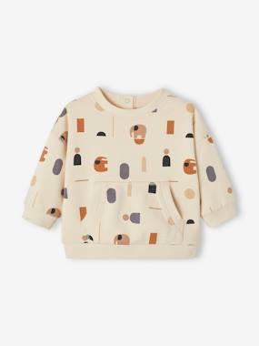 Molton baby sweatshirt lichtbeige met print Molton baby sweatshirt lichtbeige met print