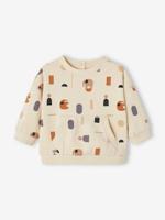 Molton baby sweatshirt lichtbeige met print - thumbnail