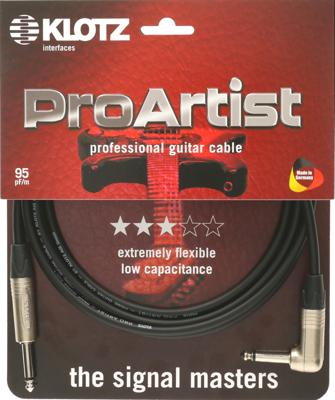 Klotz Pro Artist gitaarkabel jack 2p - jack 2p recht-haaks 4.5 meter
