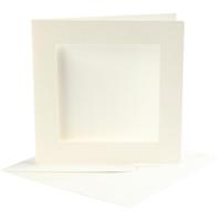 Creativ Company Passepartout kaarten, afmeting kaart 12,5x12,5 cm, afmeting envelop 13,5x13,5 cm, off-white, 10 set/ 1 doos - thumbnail