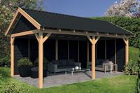 Tuindeco Hamar XL Overkapping type 2 678x445cm Lariks/Douglashout blank en Zweeds rabat zwart- Zadeldak- Onbehandeld lariks Douglas hout- Tuindeco - thumbnail