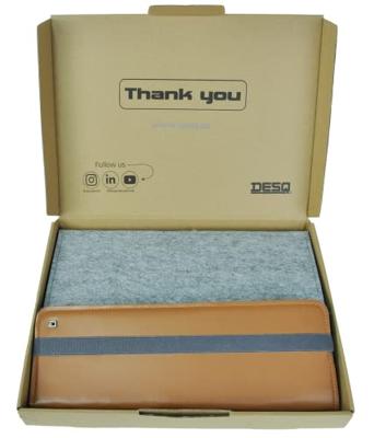 Schrijfmap DESQ A4 vilt met papierclip en elastiek sluiting grijs