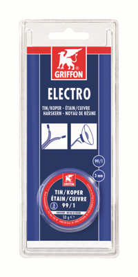 Griffon Electro Draadsoldeer Tin/Koper 99/1 Harskern | Ø 3.0 mm Blister | 50 g - 6312693 Griffon Electro Draadsoldeer Tin/Koper 99/1 Harskern | Ø 3.0 mm Blister | 50 g - 6312693