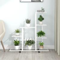 VidaXL Bloemenstandaard met wielen 94,5x25x92,5 cm metaal wit - thumbnail