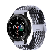 Braided nylon bandje - Grijs / zwart - Samsung Galaxy Watch 4 Classic - 42mm / 46mm Braided nylon bandje - Grijs / zwart - Samsung Galaxy Watch 4 Classic - 42mm / 46mm
