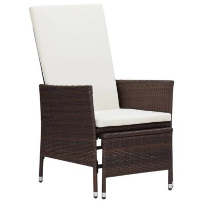 VidaXL Tuinstoel verstelbaar met kussens poly rattan bruin