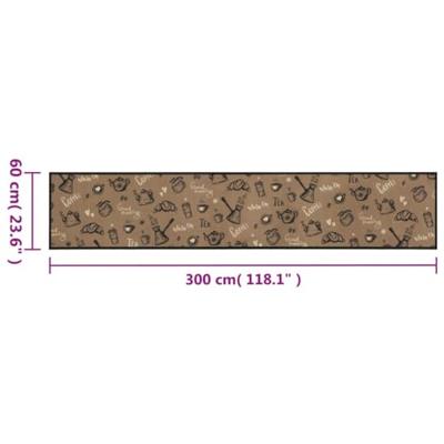 VidaXL Keukenmat wasbaar ochtendprint 60x300 cm fluweel bruin