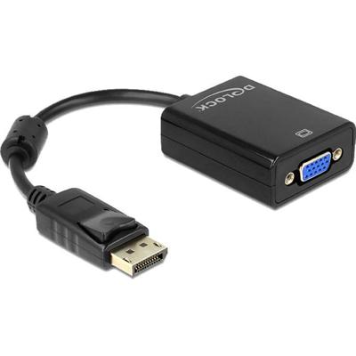 Delock 61848 DisplayPort / VGA Adapter [1x DisplayPort stekker - 1x VGA-bus] Zwart Met Ferrietkern 12 cm