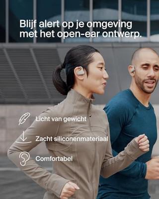 Belkin SoundForm ClearFit Open-Ear Wireless Earbuds, lichte langdurig comfortabele draadloze oordopjes, waterbestendig (IPX5), draadloze oortjes voor sport, hiken, fietsen, hardlopen en meer - Zand