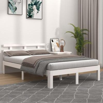 Bedframe massief hout wit 120x200 cm