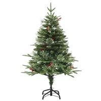 VidaXL Kerstboom met led en dennenappels 150 cm pvc en pe groen - thumbnail