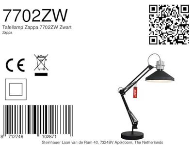 Anne Light & home Tafellamp Zappa 7702zw Anne Light & home Tafellamp Zappa 7702zw