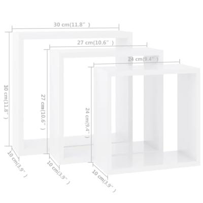VidaXL Wandschappen kubus 3 st mdf wit VidaXL Wandschappen kubus 3 st mdf wit