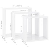 VidaXL Wandschappen kubus 3 st mdf wit - thumbnail